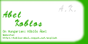 abel koblos business card